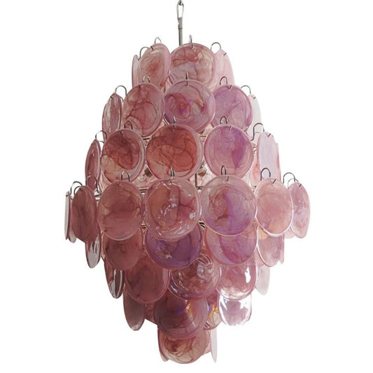 Pink Vintage Murano Glass Tiered Chandelier - Lightings Menu