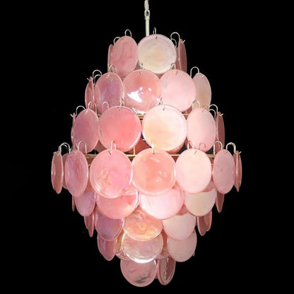 Pink Vintage Murano Glass Tiered Chandelier - Lightings Menu