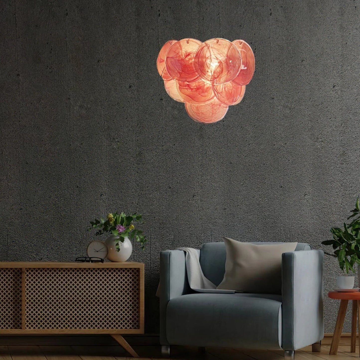 Pink Vintage Murano Glass Wall Sconce - Lightings Menu