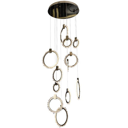 Primary Crystal Cluster 12 Rings Staircase Chandelier - Lightings Menu