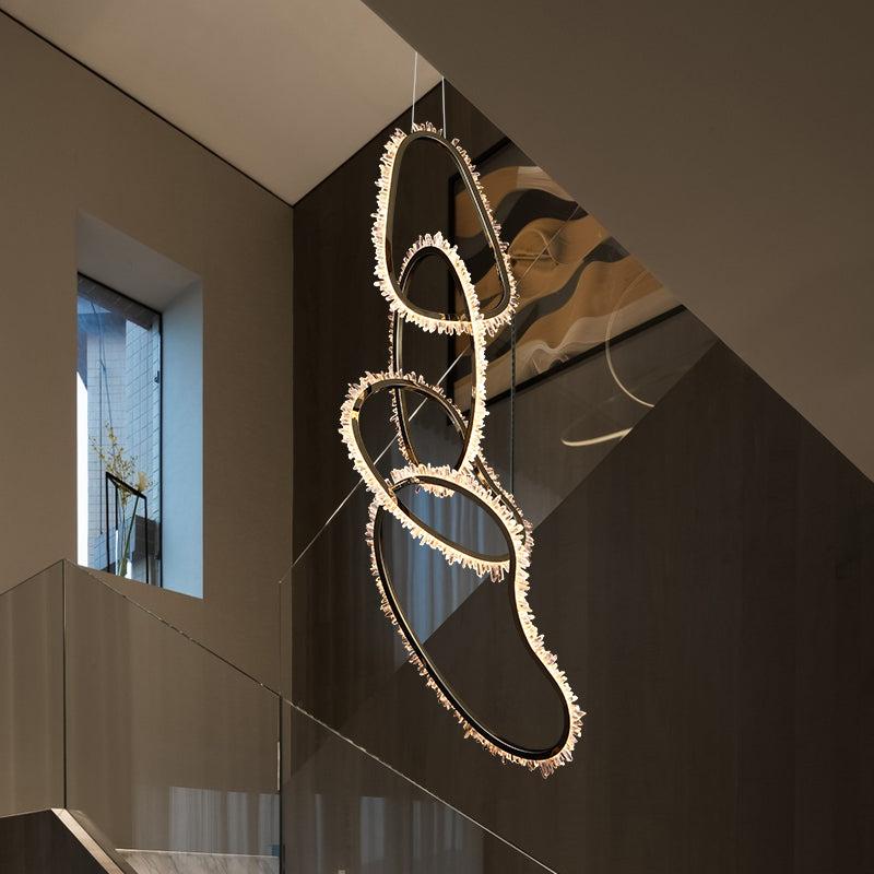 Primary Crystal Cluster 5 Rings Chandelier - Lightings Menu