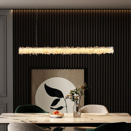 Primary Crystal Cluster Linear Dining Chandelier - Lightings Menu