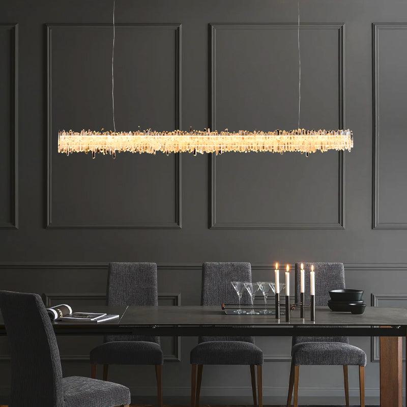 Primary Crystal Cluster Linear Dining Chandelier - Lightings Menu