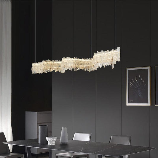 Primary Crystal Cluster Linear Dining Chandelier - Lightings Menu