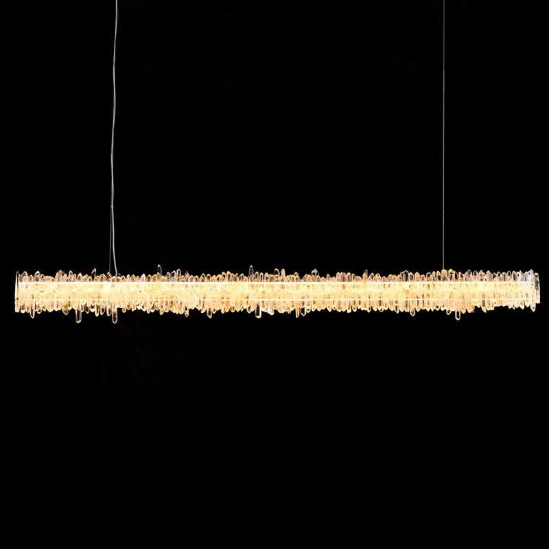 Primary Crystal Cluster Linear Dining Chandelier - Lightings Menu