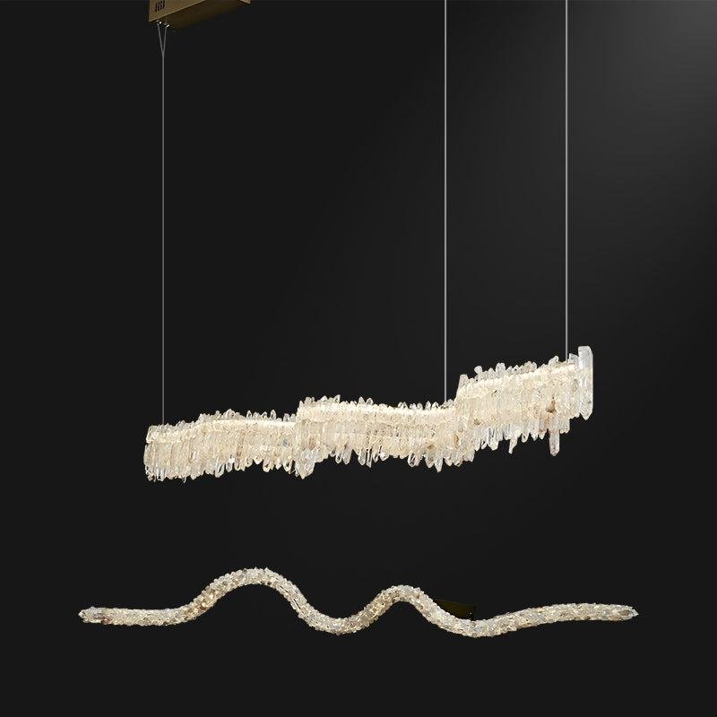 Primary Crystal Cluster Linear Dining Chandelier - Lightings Menu