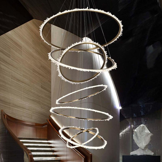 Primary Crystal Cluster Multi Rings Chandelier - Lightings Menu