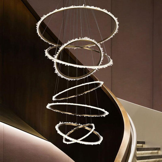 Primary Crystal Cluster Multi Rings Chandelier - Lightings Menu