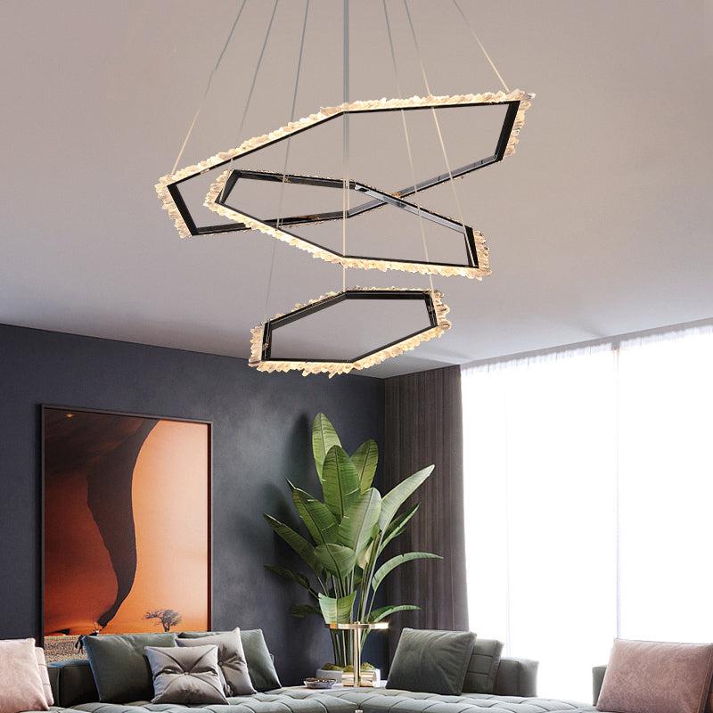 Primary Hexagon Rock Crystal Ring Chandelier - Lightings Menu