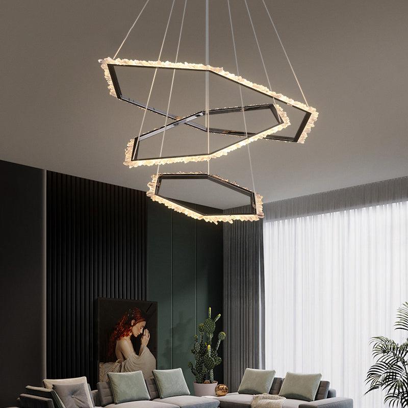 Primary Hexagon Rock Crystal Ring Chandelier - Lightings Menu