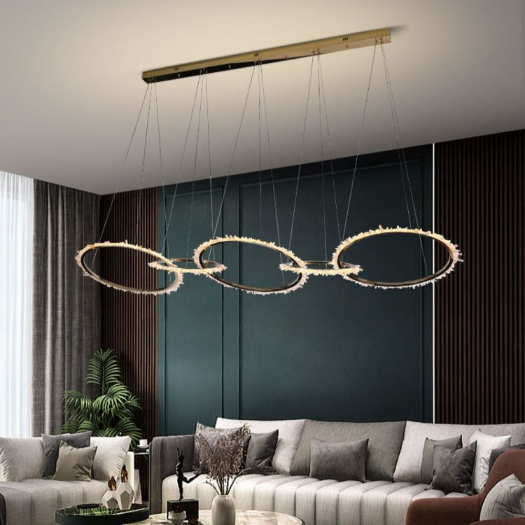 Primary Modern Living Room Crystal 5 Rings Chandelier - Lightings Menu