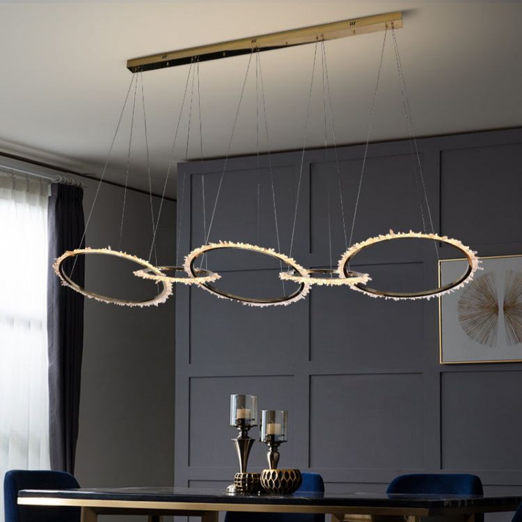 Primary Modern Living Room Crystal 5 Rings Chandelier - Lightings Menu