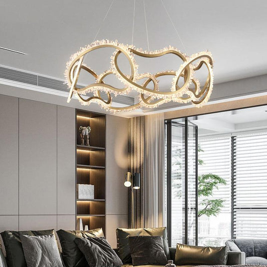 Primary Multi Ring Rock Crystal Chandelier - Lightings Menu