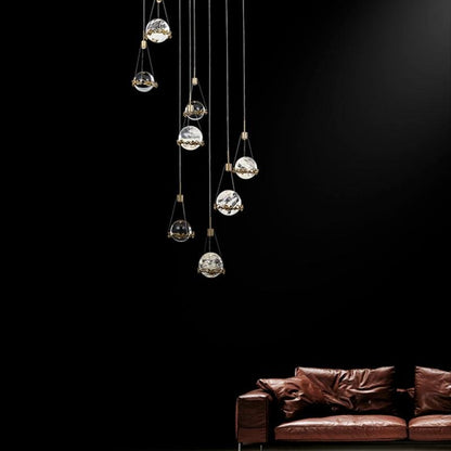 Primary Rock Crystal Ball Ceiling Mounted Staircase Chandelier - Lightings Menu