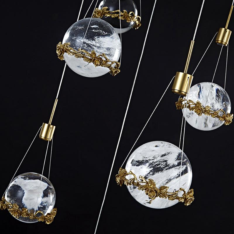 Primary Rock Crystal Ball Ceiling Mounted Staircase Chandelier - Lightings Menu