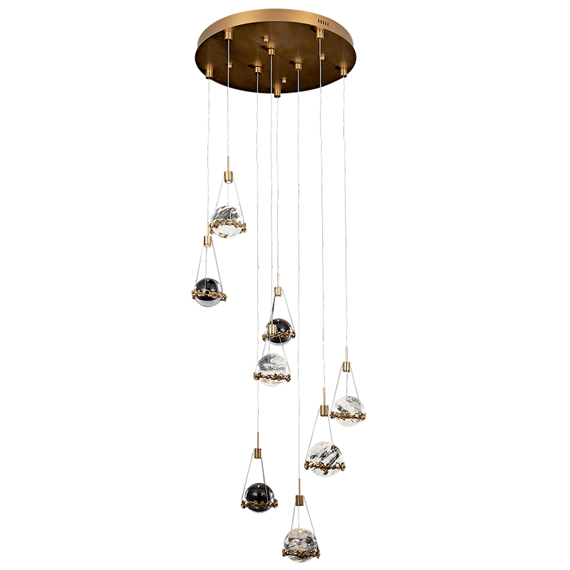 Primary Rock Crystal Ball Ceiling Mounted Staircase Chandelier - Lightings Menu