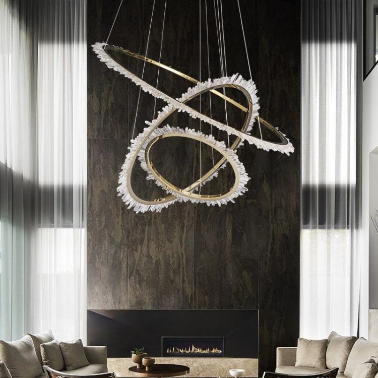Primary Rock Crystal Ring Chandelier For Living Room - Lightings Menu