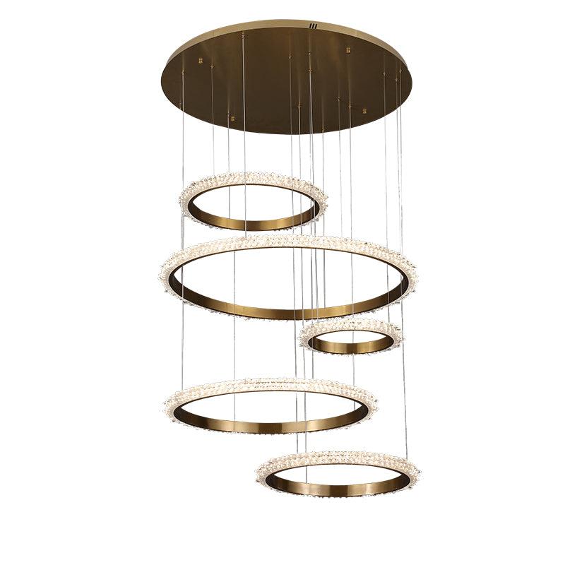 Primary Staircase K9 Crystal Ring Chandelier - Lightings Menu