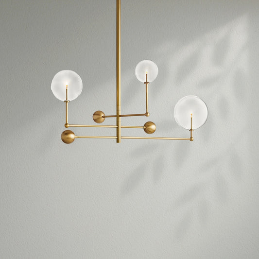 Glass Globe Mobile Three-Arm Chandelier