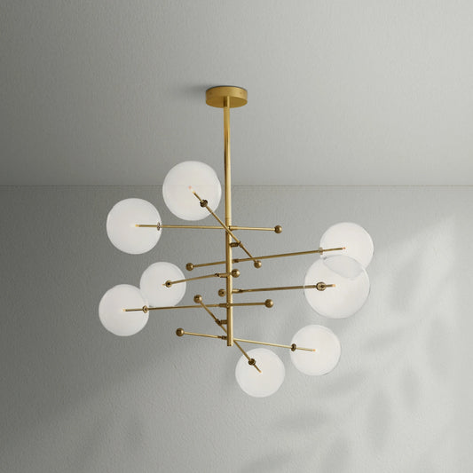 Glass Globe Mobile Eight-Arm Chandelier