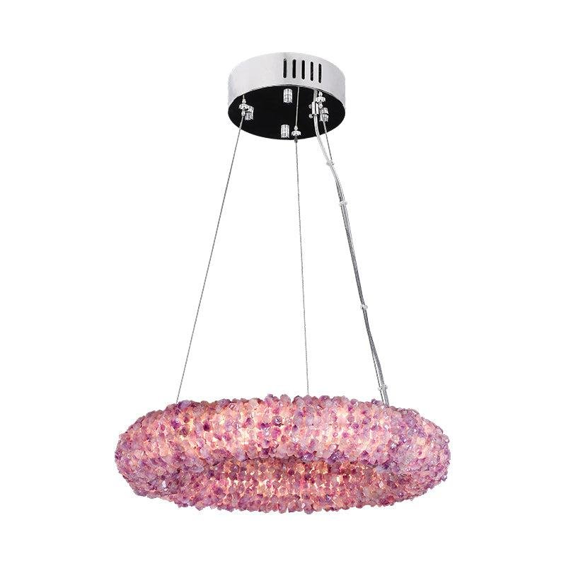 Purple Primary Crystal Cluster Round Chandelier - Lightings Menu