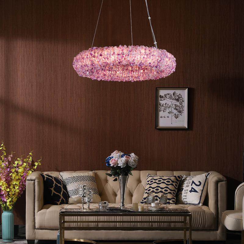 Purple Primary Crystal Cluster Round Chandelier - Lightings Menu