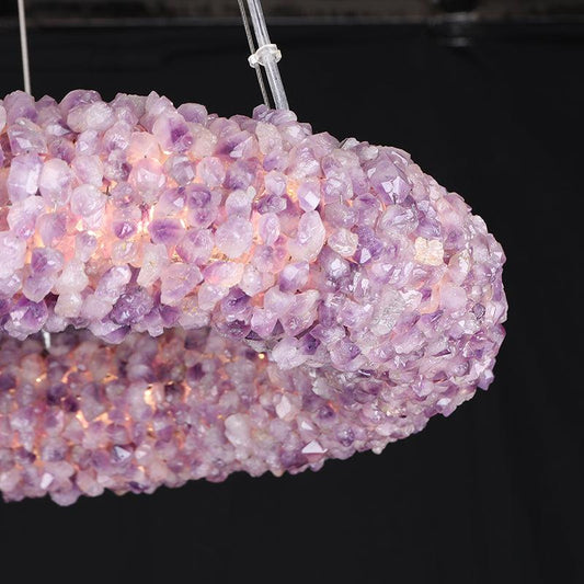 Purple Primary Crystal Cluster Round Chandelier - Lightings Menu