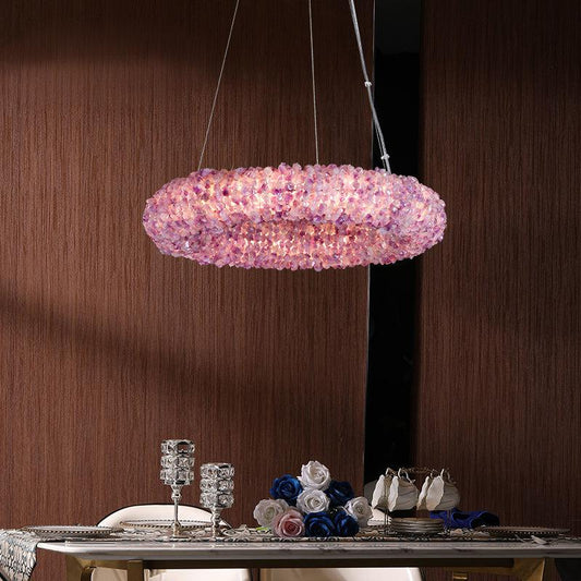 Purple Primary Crystal Cluster Round Chandelier - Lightings Menu