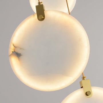 Queenie marble disc Long Round chandelier For Loft - Lightings Menu