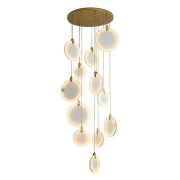 Queenie marble disc Long Round chandelier For Loft - Lightings Menu