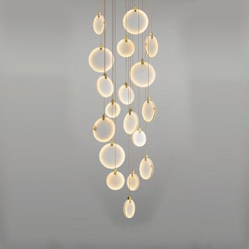Queenie marble disc Long Round chandelier For Loft - Lightings Menu