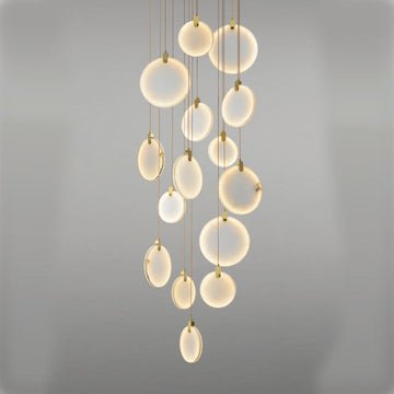 Queenie marble disc Long Round chandelier For Loft - Lightings Menu