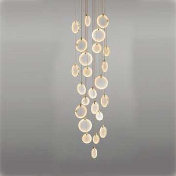 Queenie marble disc Long Round chandelier For Loft - Lightings Menu