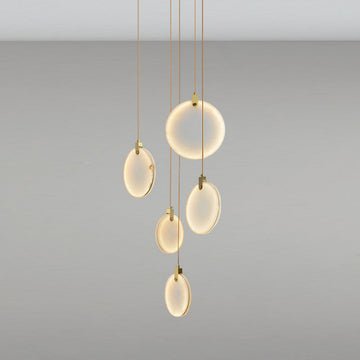 Queenie marble disc Long Round chandelier For Loft - Lightings Menu