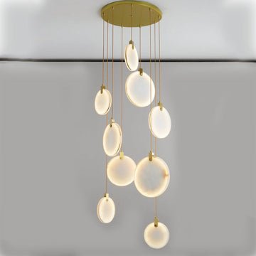 Queenie marble disc Long Round chandelier For Loft - Lightings Menu