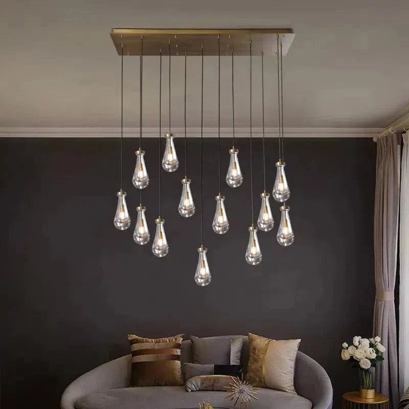 Raindrop Glass Linear Chandelier - Lightings Menu