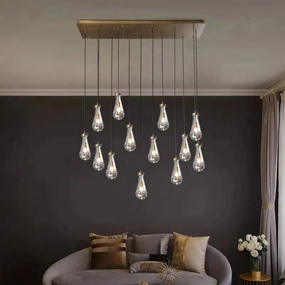 Raindrop Glass Linear Chandelier - Lightings Menu