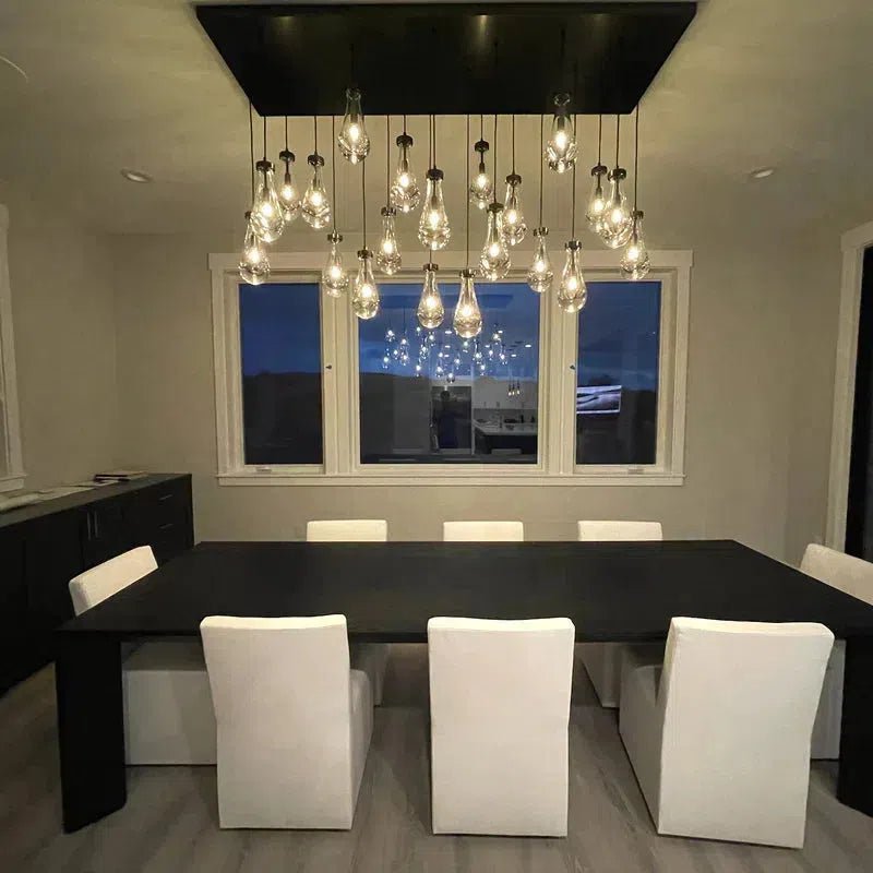 Raindrop Glass Linear Chandelier - Lightings Menu