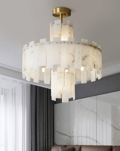 Regina Alabaster Round Chandelier - Lightings Menu