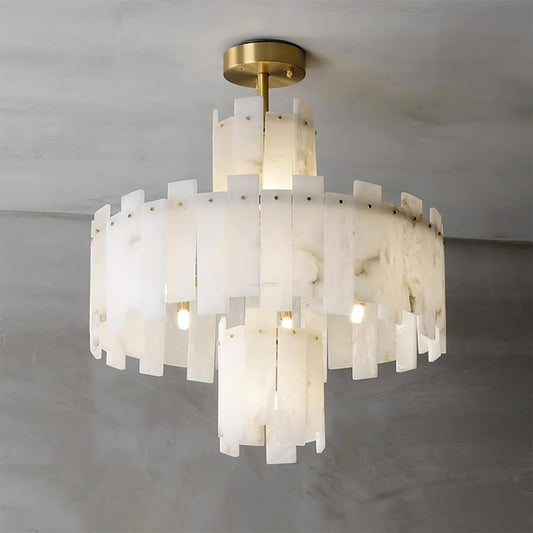 Regina Alabaster Round Chandelier - Lightings Menu