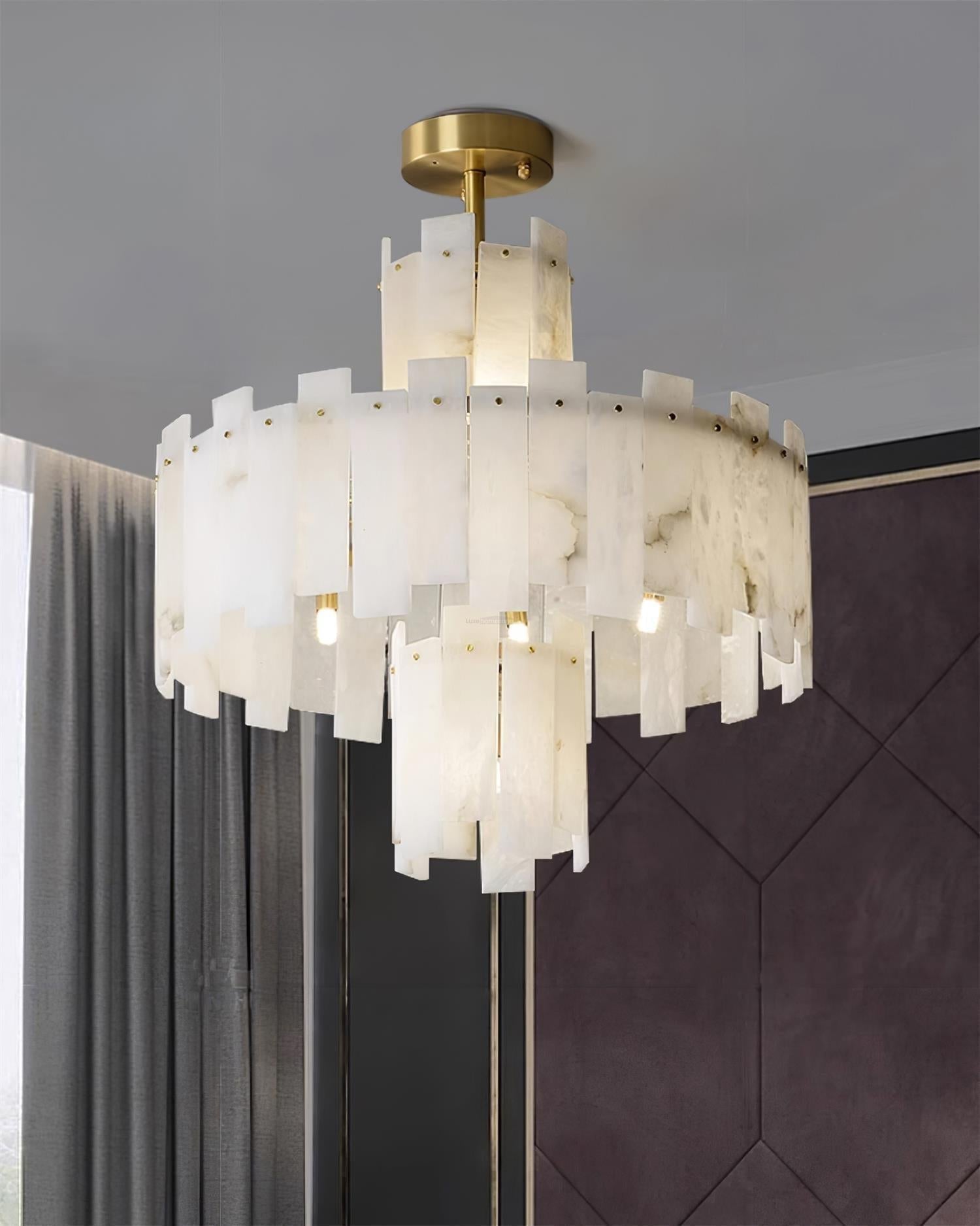 Regina Alabaster Round Chandelier - Lightings Menu