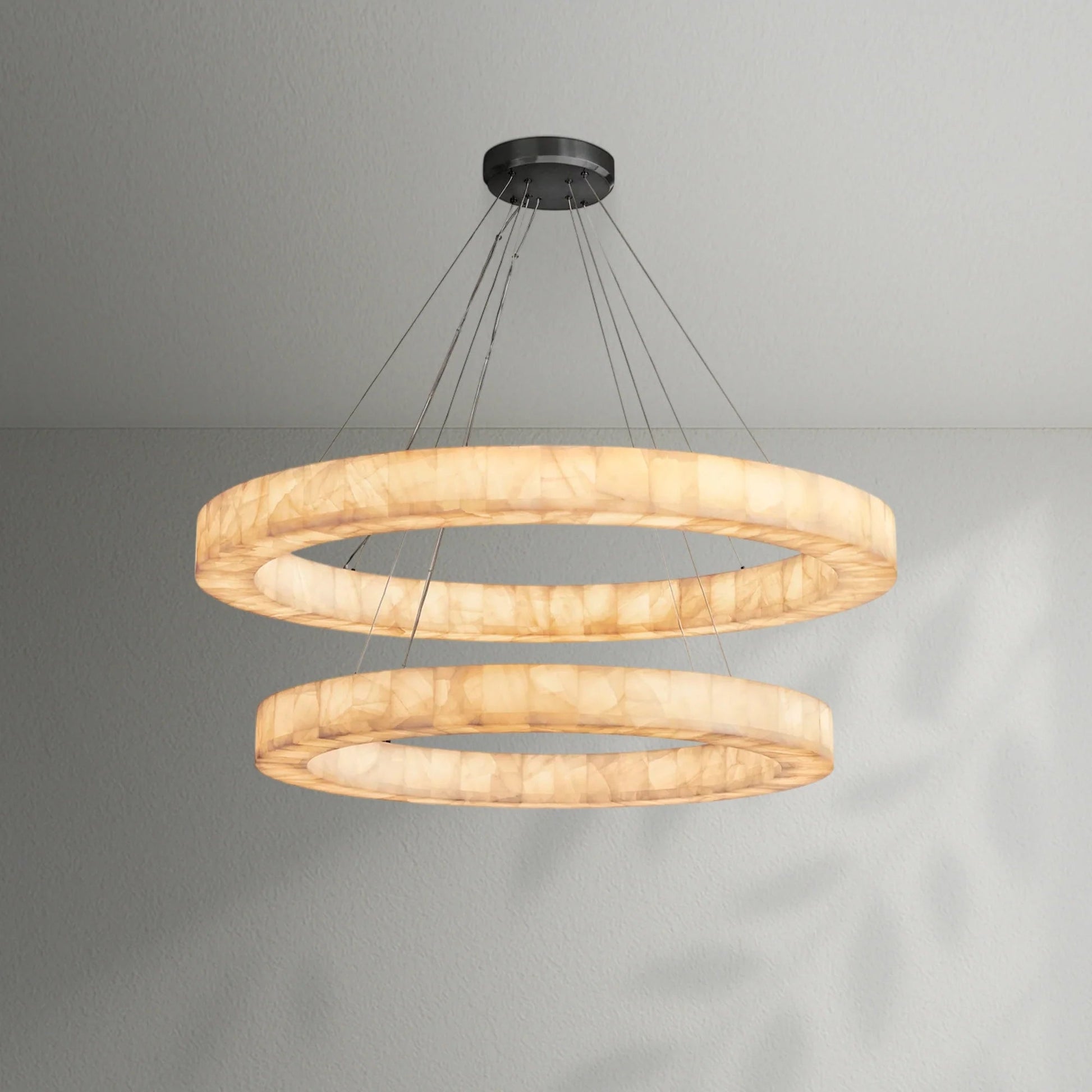Rivaga 2 - Tier Round Calcite Chandelier - Lightings Menu
