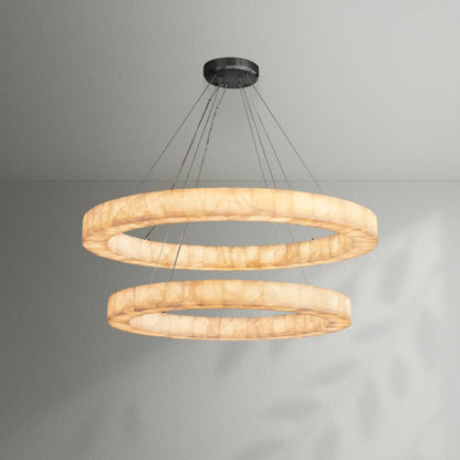Rivaga 2 - Tier Round Calcite Chandelier - Lightings Menu