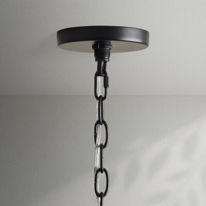 Roselind Rattan Chandelier in Black - Lightings Menu