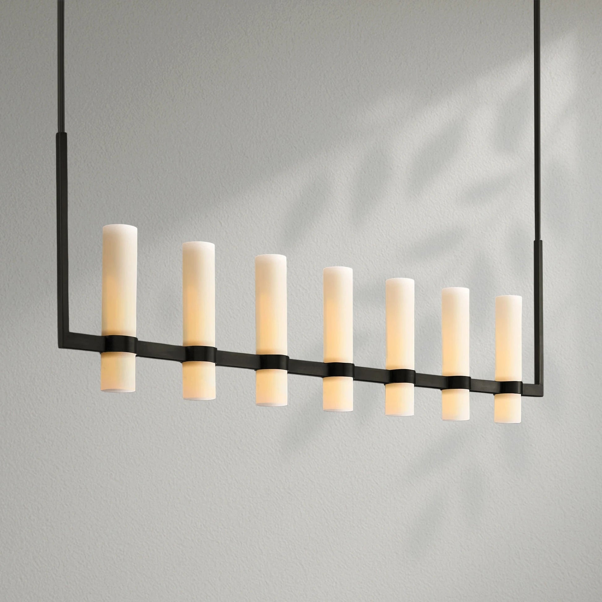 Savelle Linear Milk Glass Chandelier - Lightings Menu