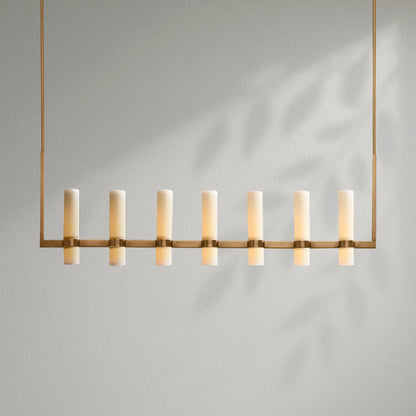 Savelle Linear Milk Glass Chandelier - Lightings Menu
