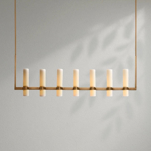 Savelle Linear Milk Glass Chandelier - Lightings Menu