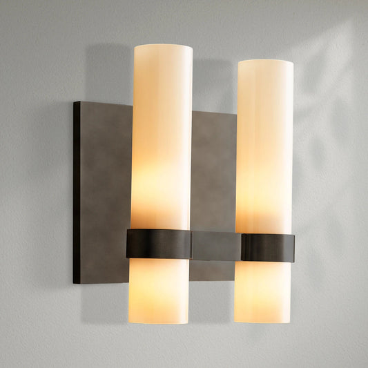 Savelle Milk Glass Double Sconce - Lightings Menu