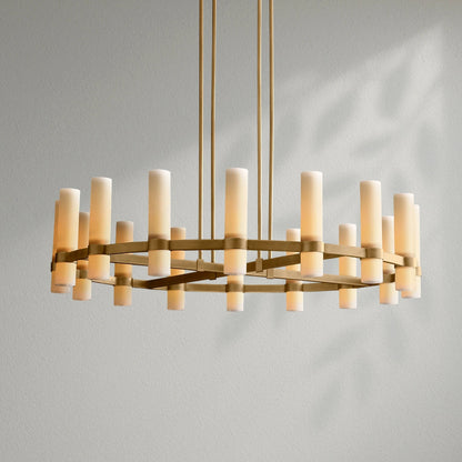 Savelle Round Milk Glass Chandelier - Lightings Menu