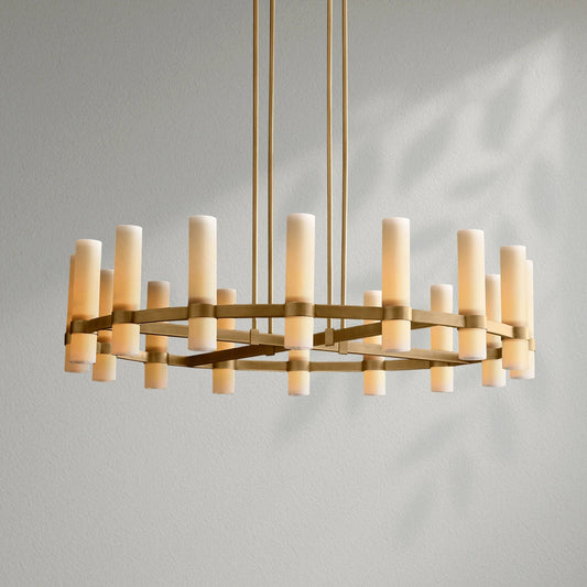 Savelle Round Milk Glass Chandelier - Lightings Menu